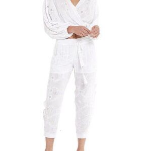 Young Fabulous Broke Eyelet Joggers Size Small White Beach Coverup Lightweight